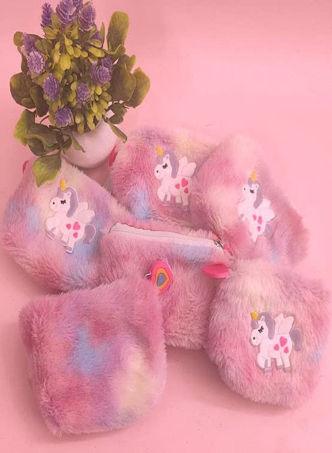 AMANVANI Unicorn Pouch for Kids Girls Cartoon Fur Coin Pouch for Kids Unicorn Wallet for Girls Birthday Return Gifts (3 picec) - Image 4